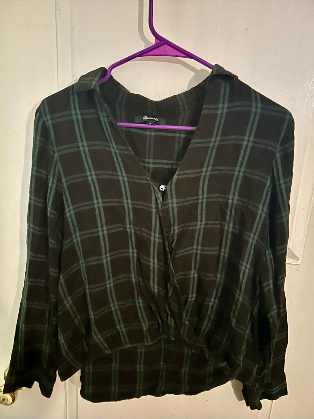 Madewell Women’s Plaid Long Sleeve Blouse Size Medium